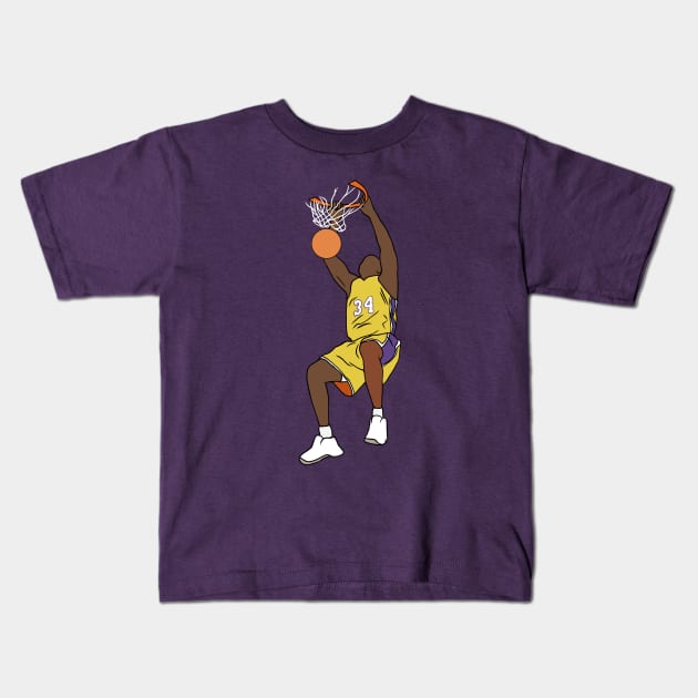 Shaquille O'Neal Dunk Kids T-Shirt by rattraptees